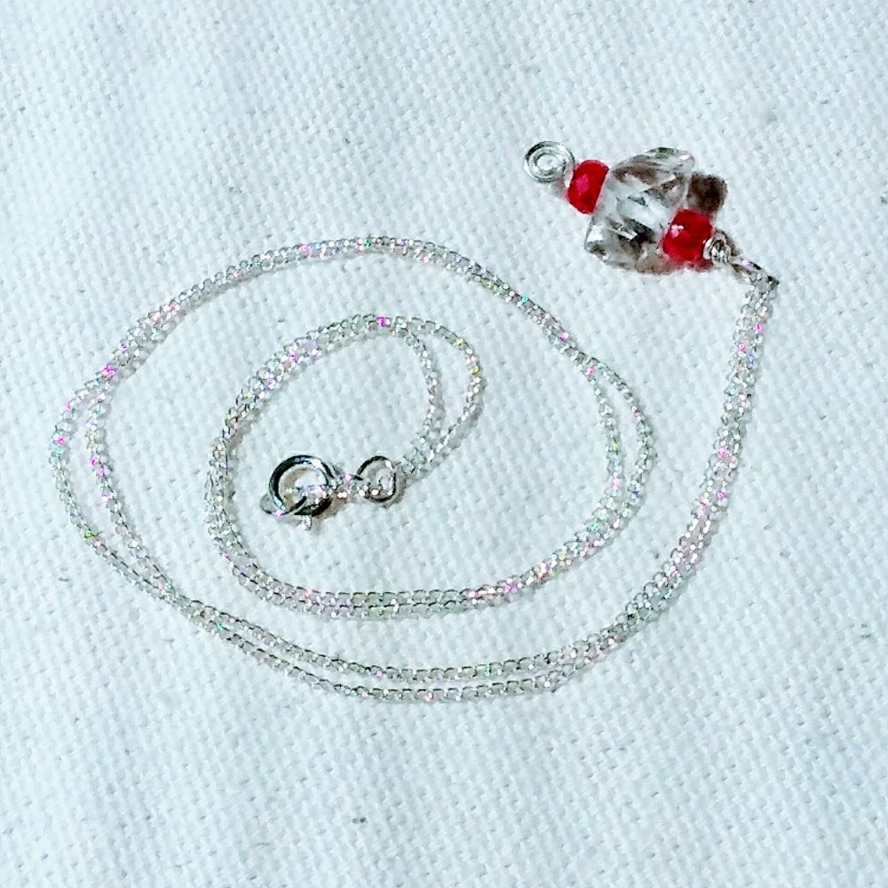Herkimer Diamond and Ruby Necklace